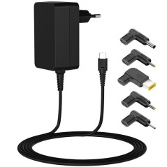 h2Leotec Cargador USB C 45W Universal para portatiles h2divCargador universal USB C con 5 puntas para portatilesbr divdivpCarga