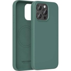 h2Funda de silicona liquida Vention para iPhone 15 con MagSafe en color verde cipres h2
